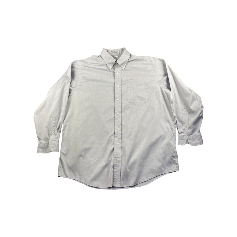LL Bean Mens Button Down‎ Shirt Long Sleeve Light Gray Solid Oxford Size 17 33